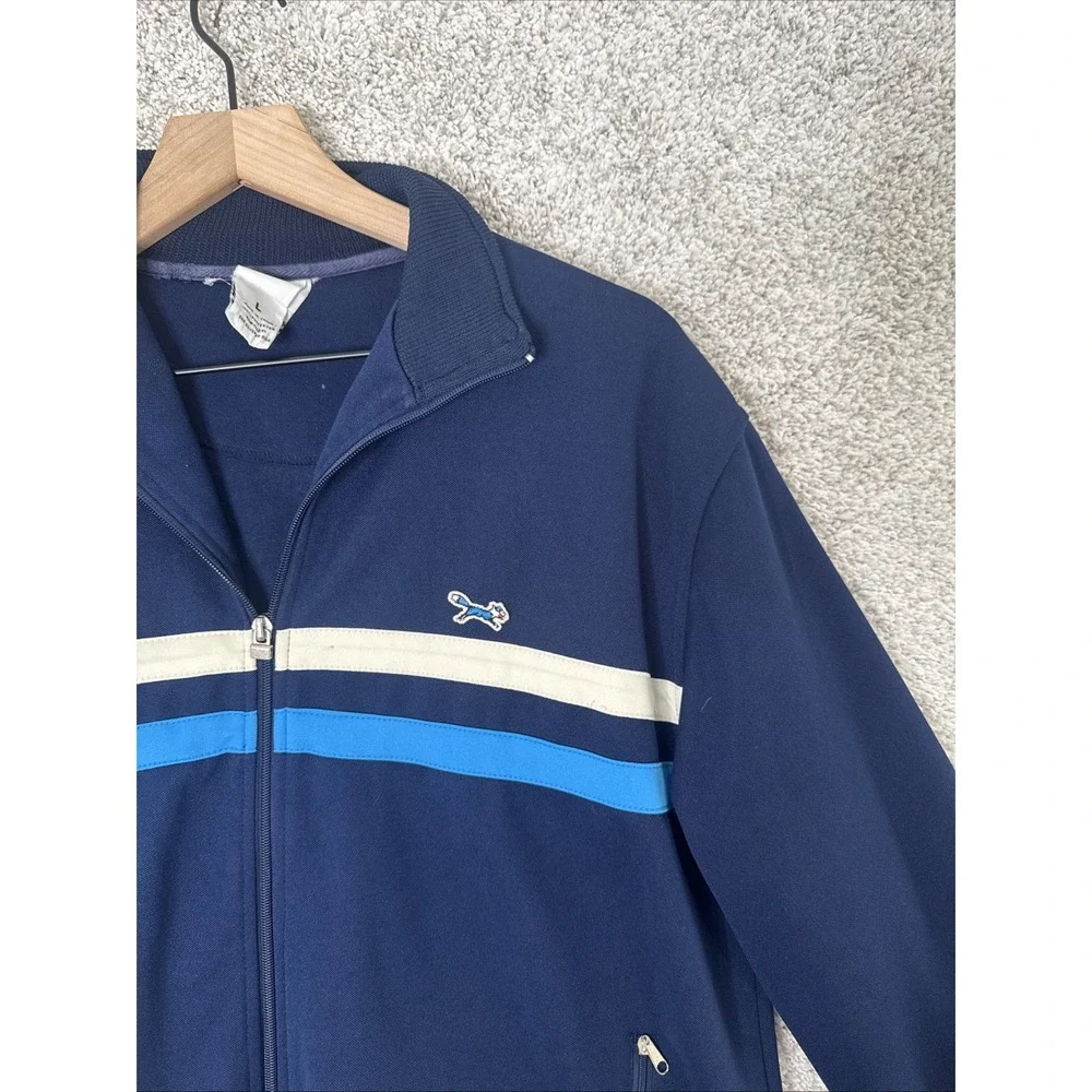 VINTAGE RETRO‎ FOX MEN'S NAVY BLUE POLYESTER TRACK JACKET SIZE L - Picture 3 of 11